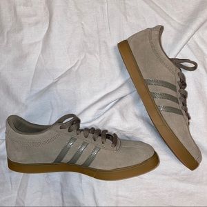 gray suede adidas ortholite float gum bottom shoes
